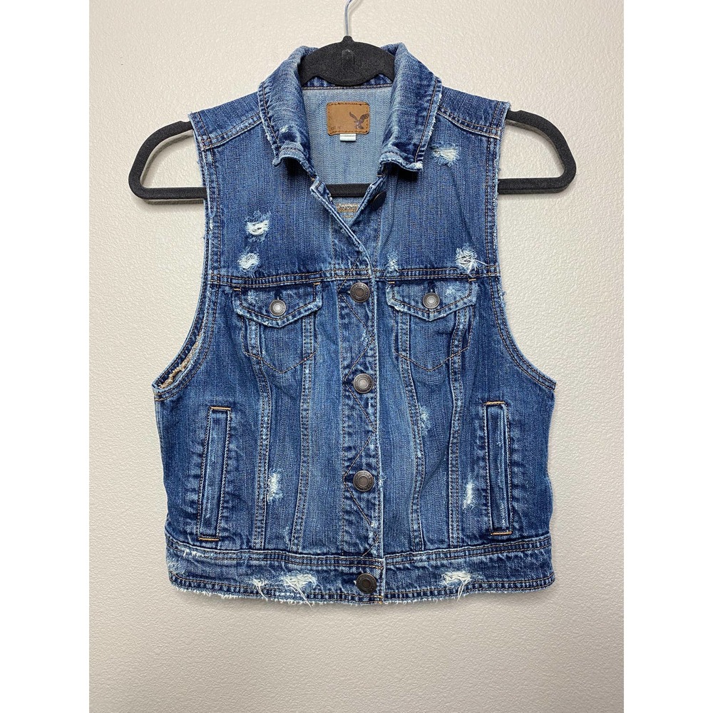 American Eagle Outfitters Blue Denim Vest